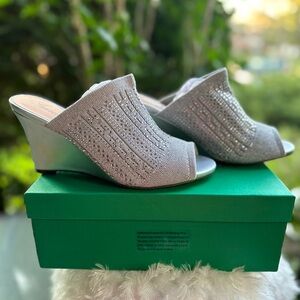 Lauren Lorraine Silver Glitter Wedges